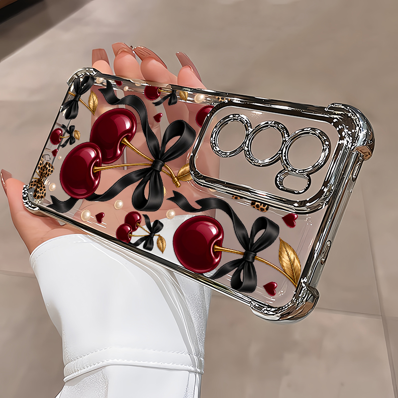 Luxury Wine Red Cherry Leopard - Oppo Reno 12 review and price